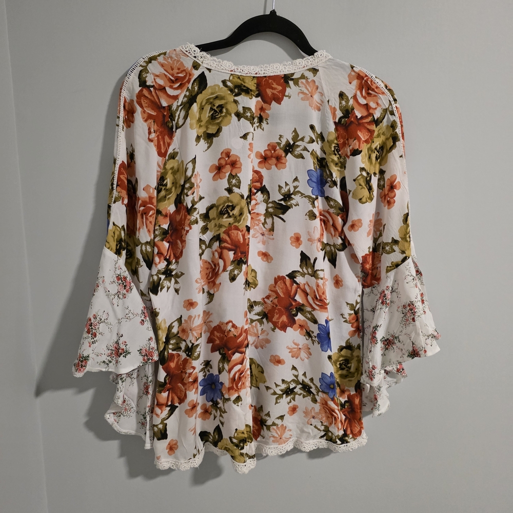 🌸 Flowy Floral Boho Blouse | Bell Sleeve | Cottagecore | Size Large 🌸 - Picture 8 of 14